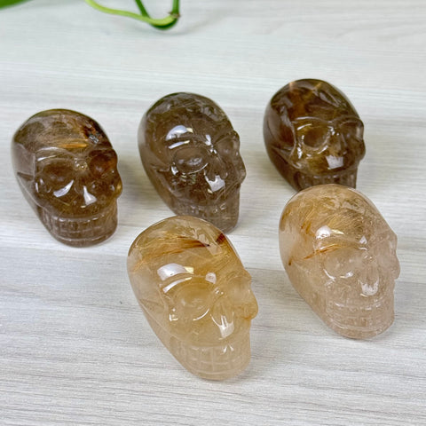 Golden Rutilated Skull