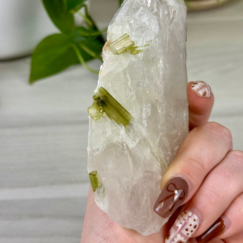 Green Tourmaline On Albite