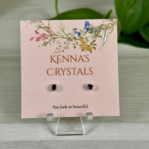 Sterling Silver Amethyst Stud Earrings
