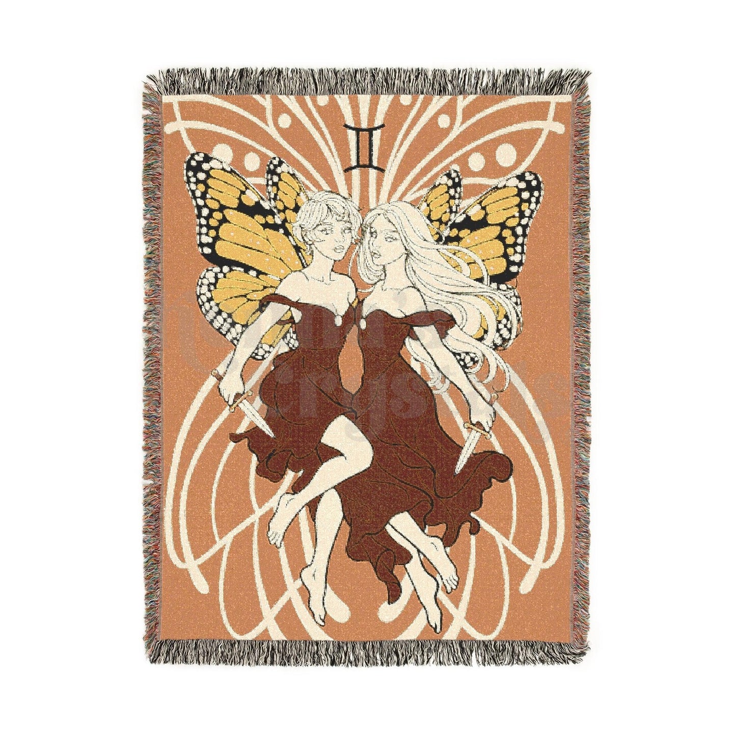"Greta" Gemini Woven Blanket, 100% Cotton