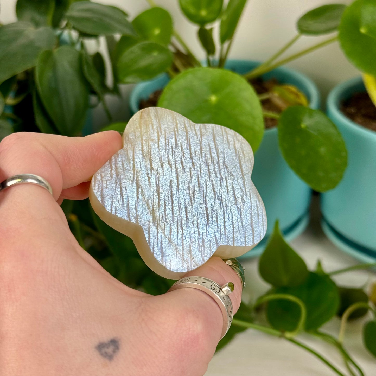 Blue Flash Moonstone Puffy Star