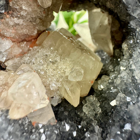 Black Chalcedony Cave With Calcite