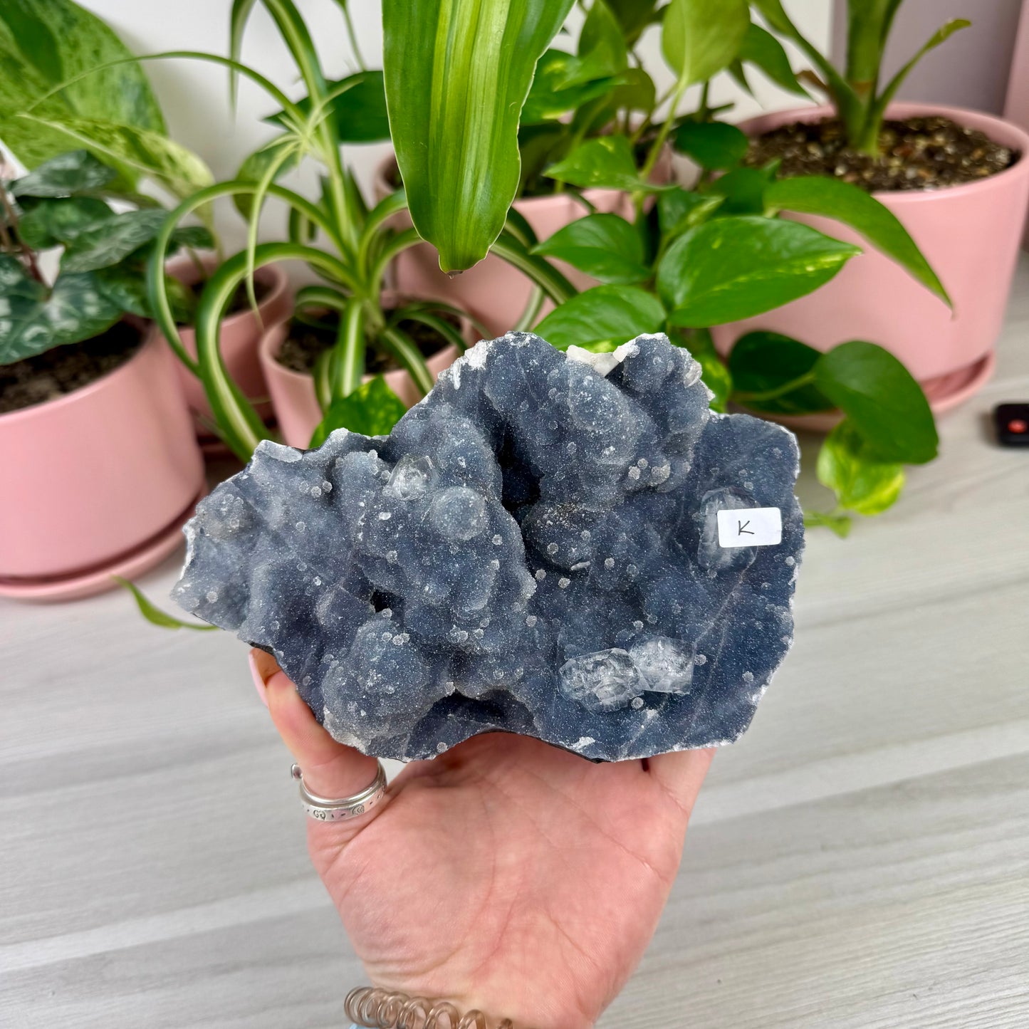 Deep Blue Chalcedony With Apophyllite