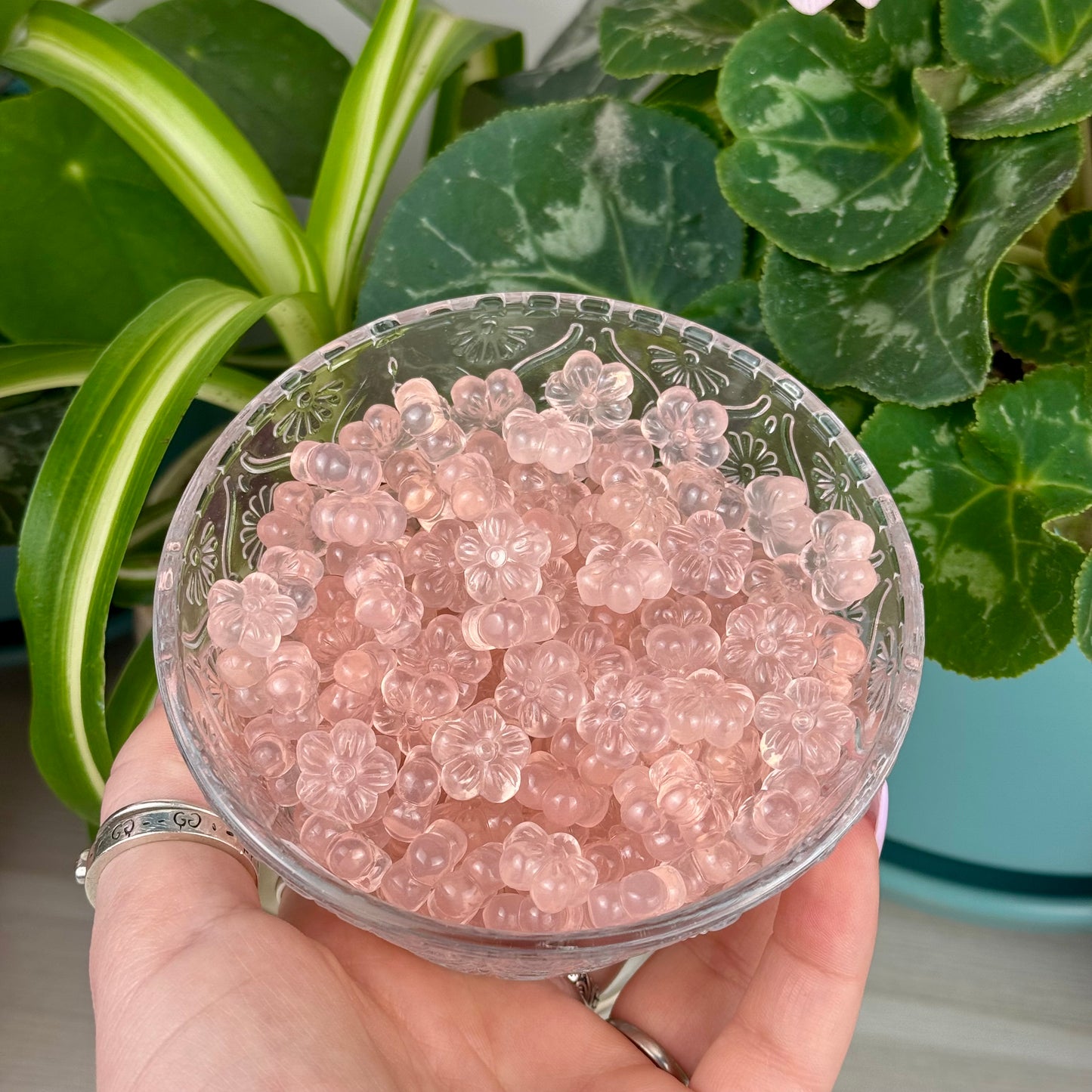 Mini AAA Mozambique Rose Quartz Plum Blossom