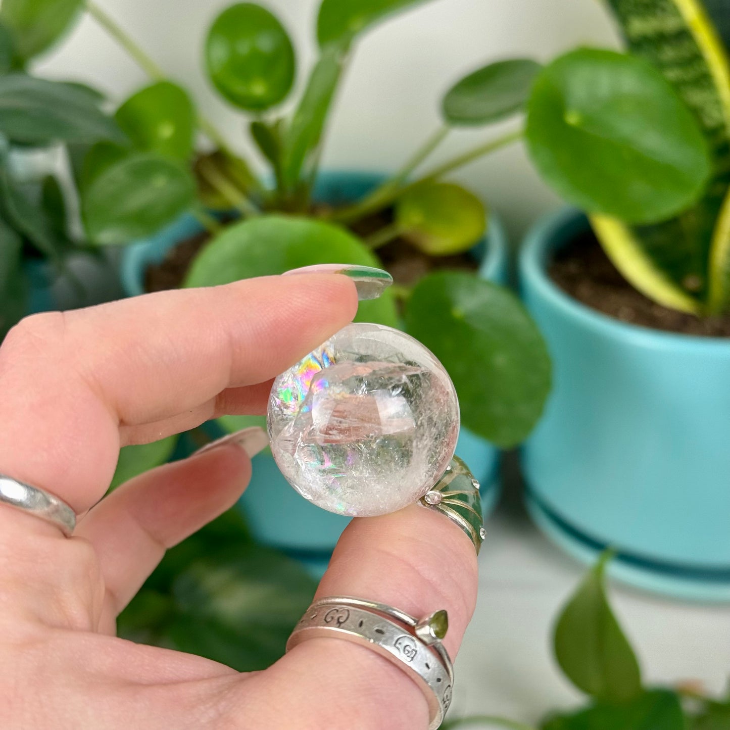 Mini Rainbow Clear Quartz Sphere