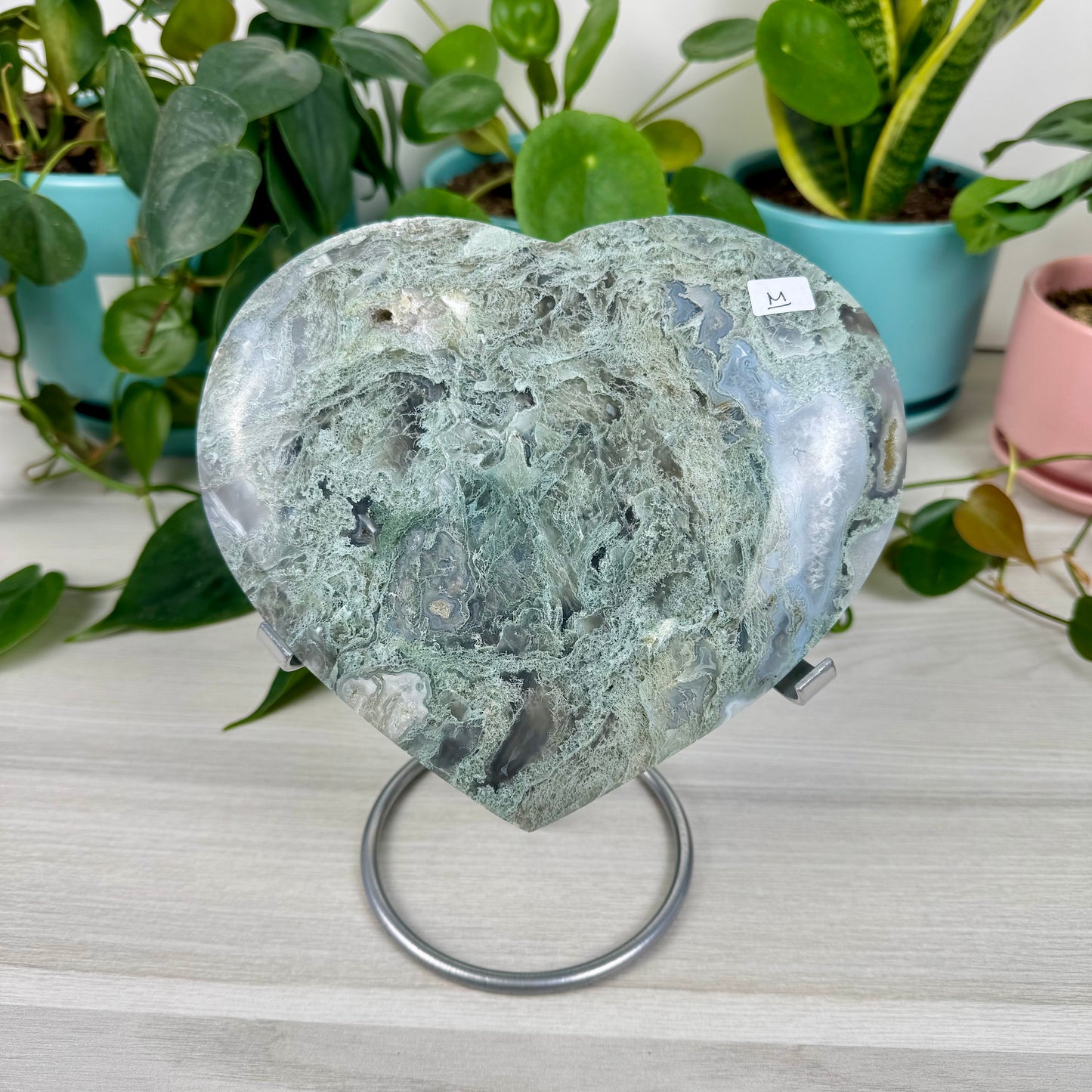 XL Moss Agate Love Heart