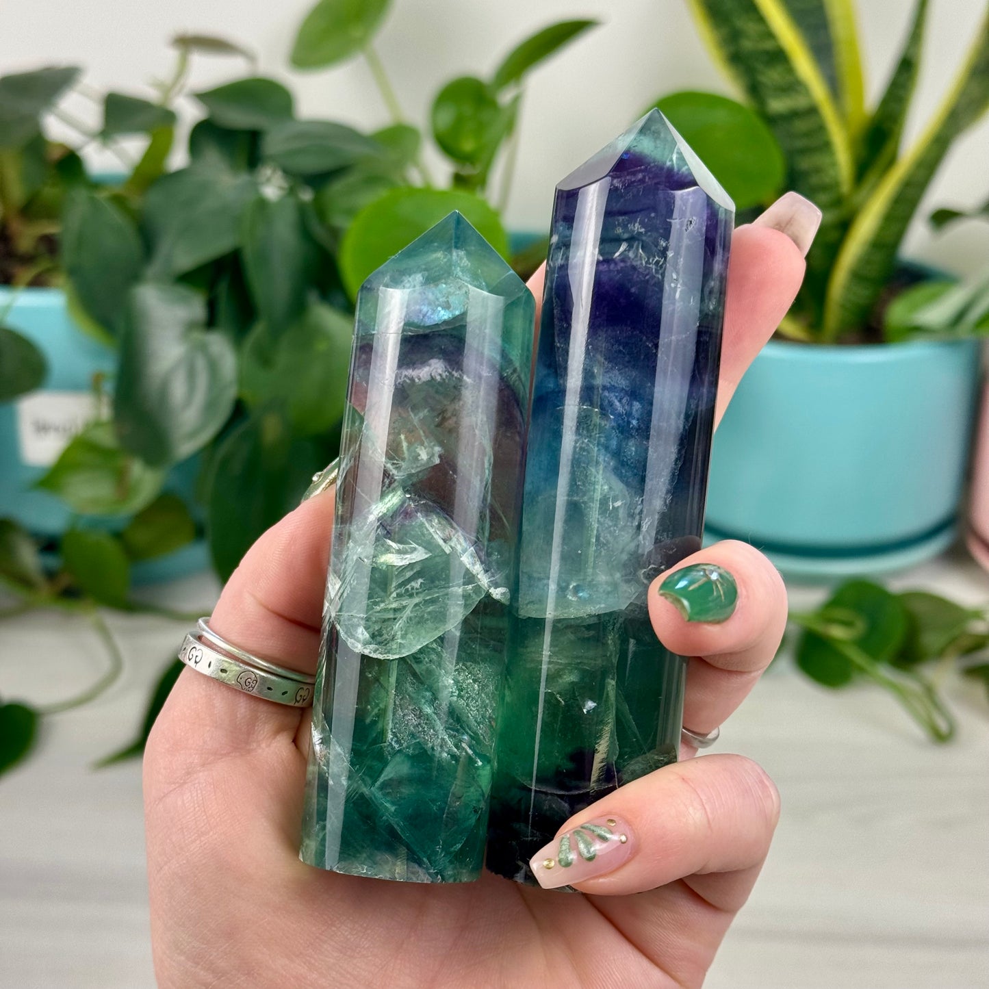 Cylindrical Rainbow Fluorite Tower