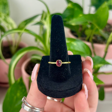 Sterling Silver Pink Tourmaline Stackable Ring