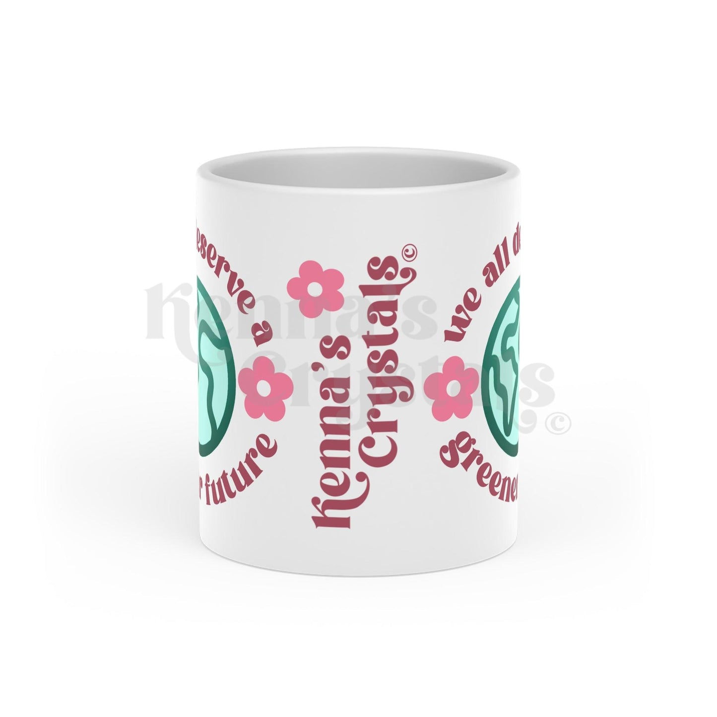 "We All Deserve A Greener Future" Earth Day Heart-Shaped Mug, 11oz