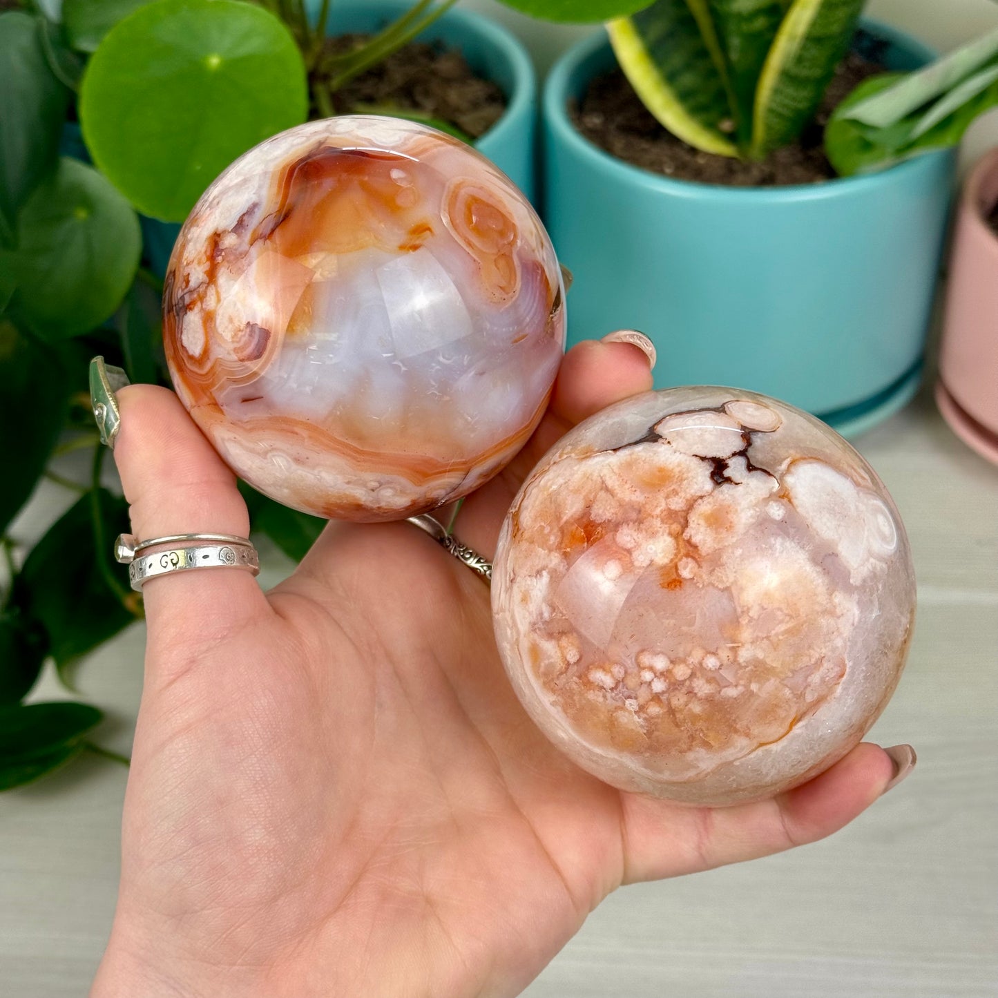 Cherry Blossom Agate Sphere