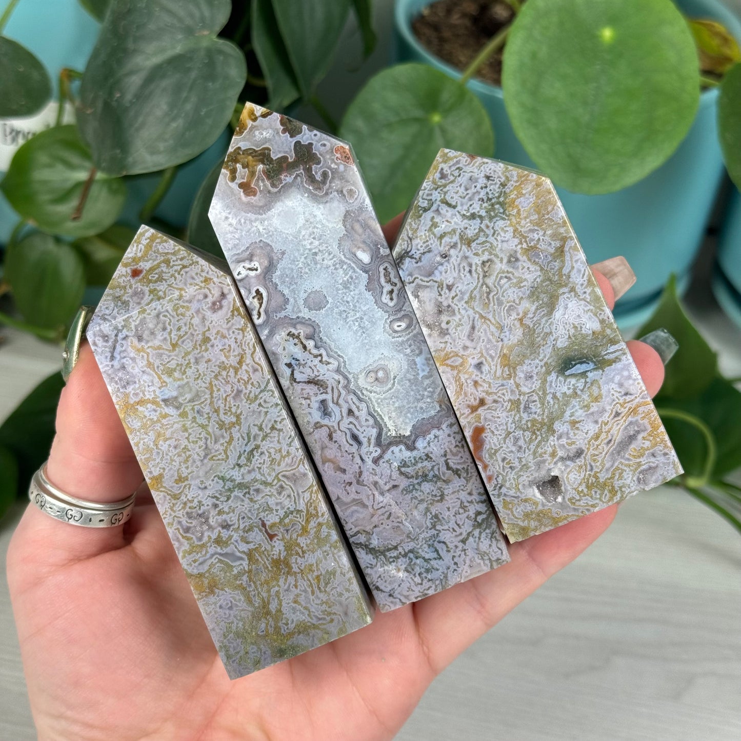 Purple Moss Agate Tower