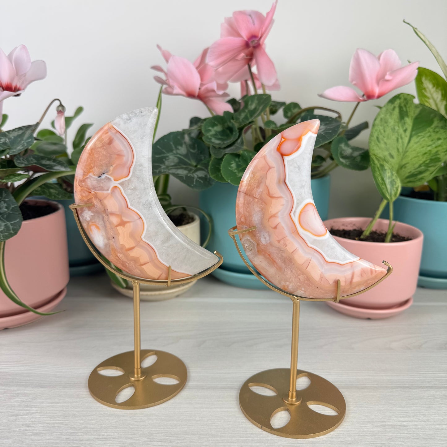 Pink Carnelian Moon (W/ Stand)