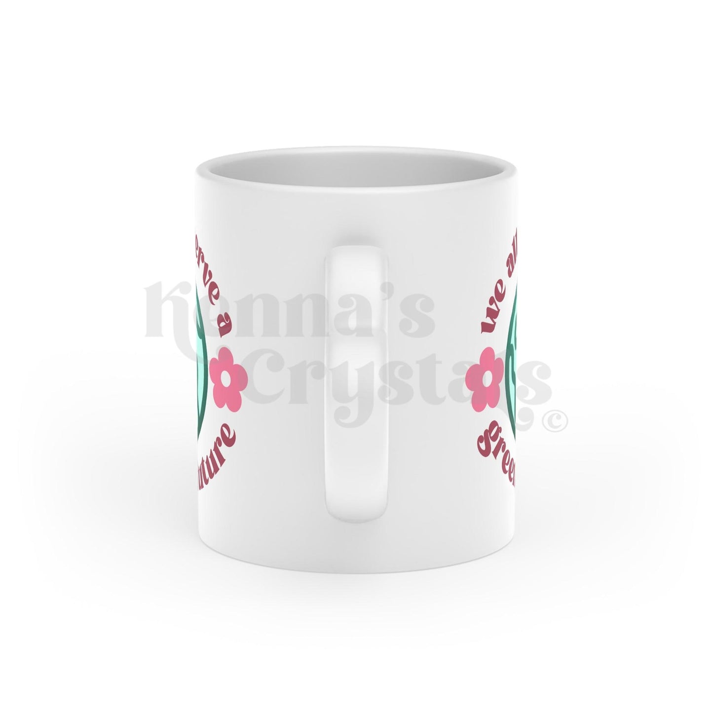 "We All Deserve A Greener Future" Earth Day Heart-Shaped Mug, 11oz
