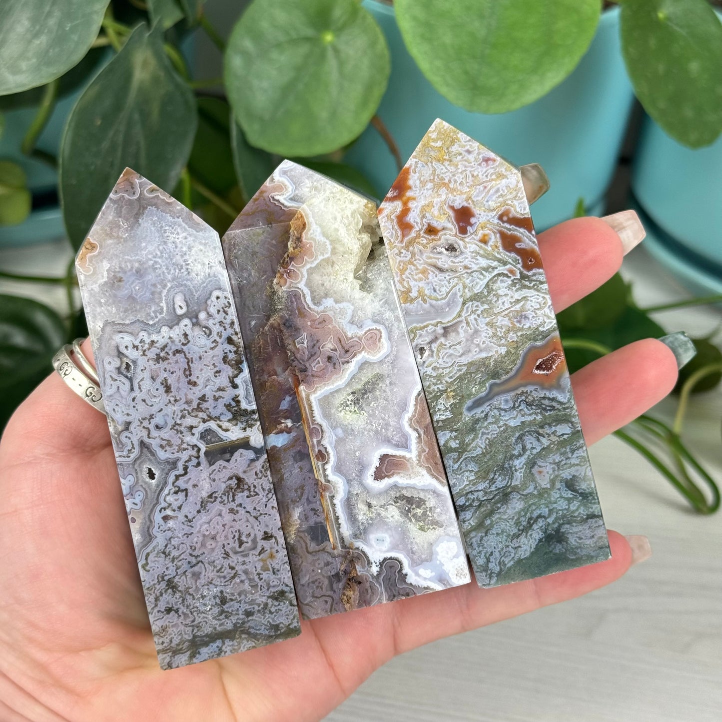 Purple Moss Agate Tower