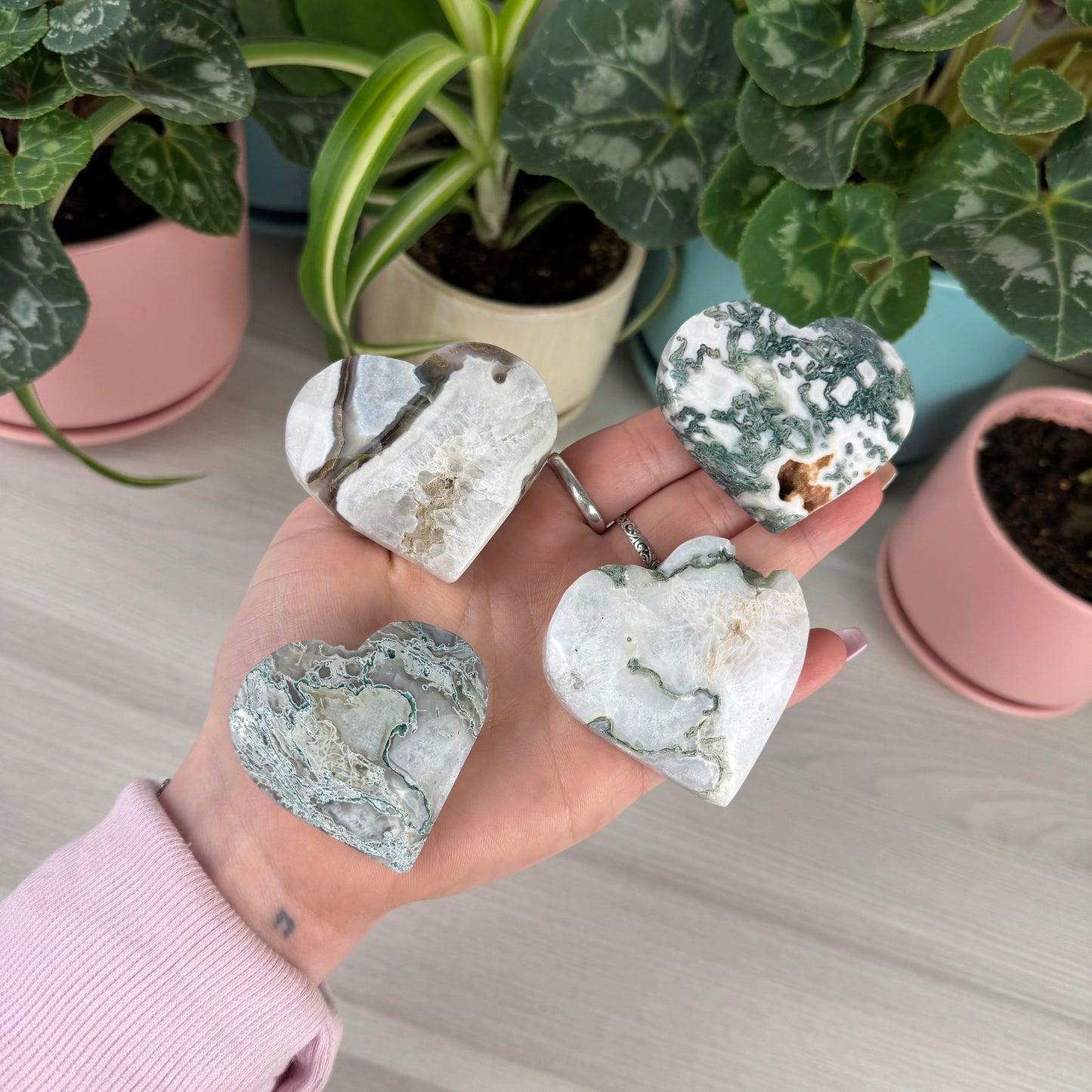Imperfect Moss Agate Love Heart