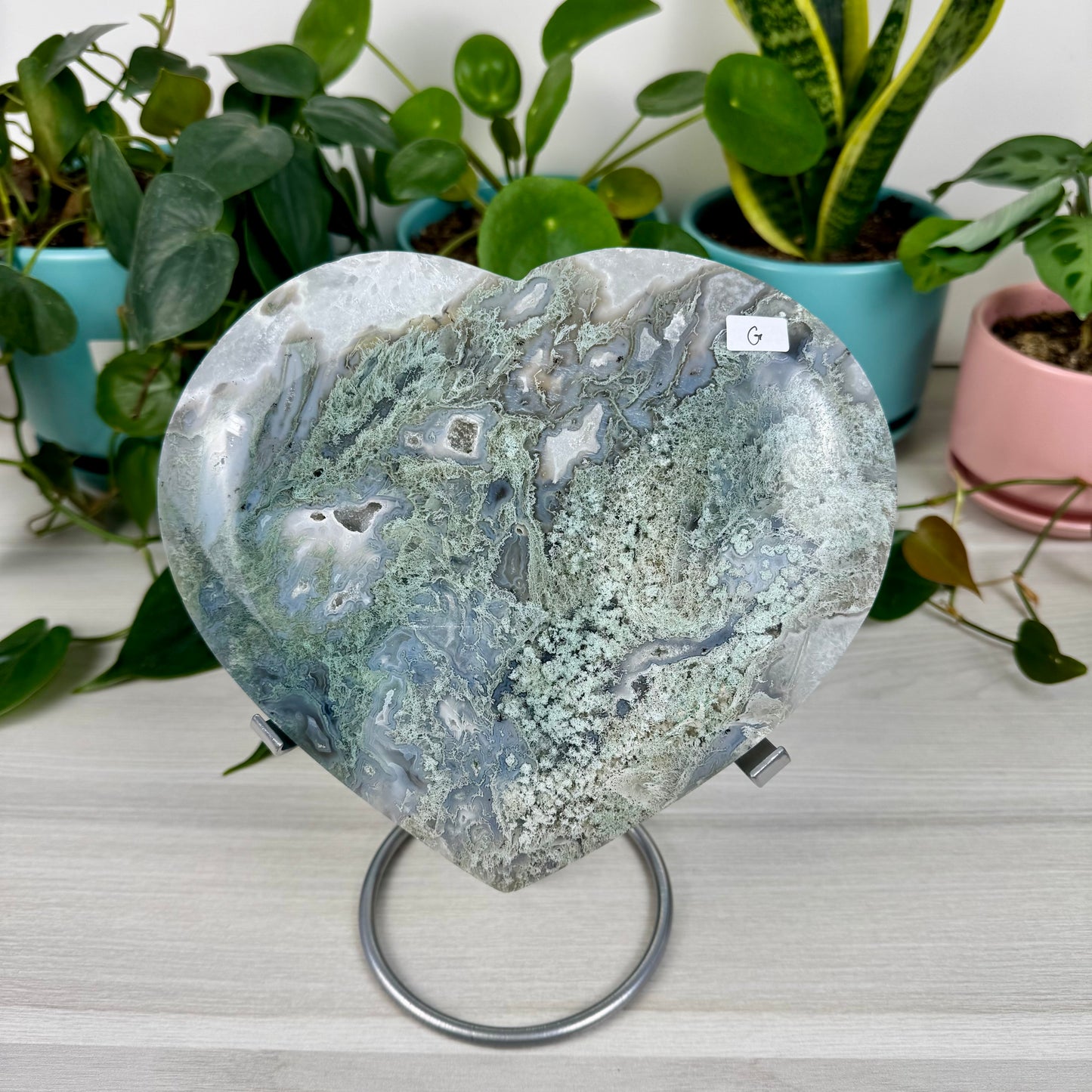 XL Moss Agate Love Heart