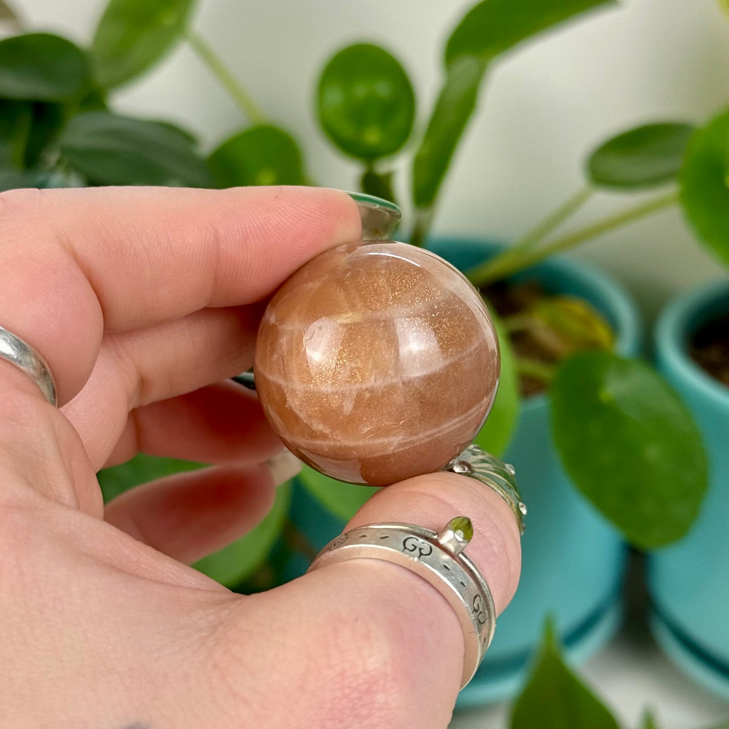 Sunstone In Peach Moonstone Sphere