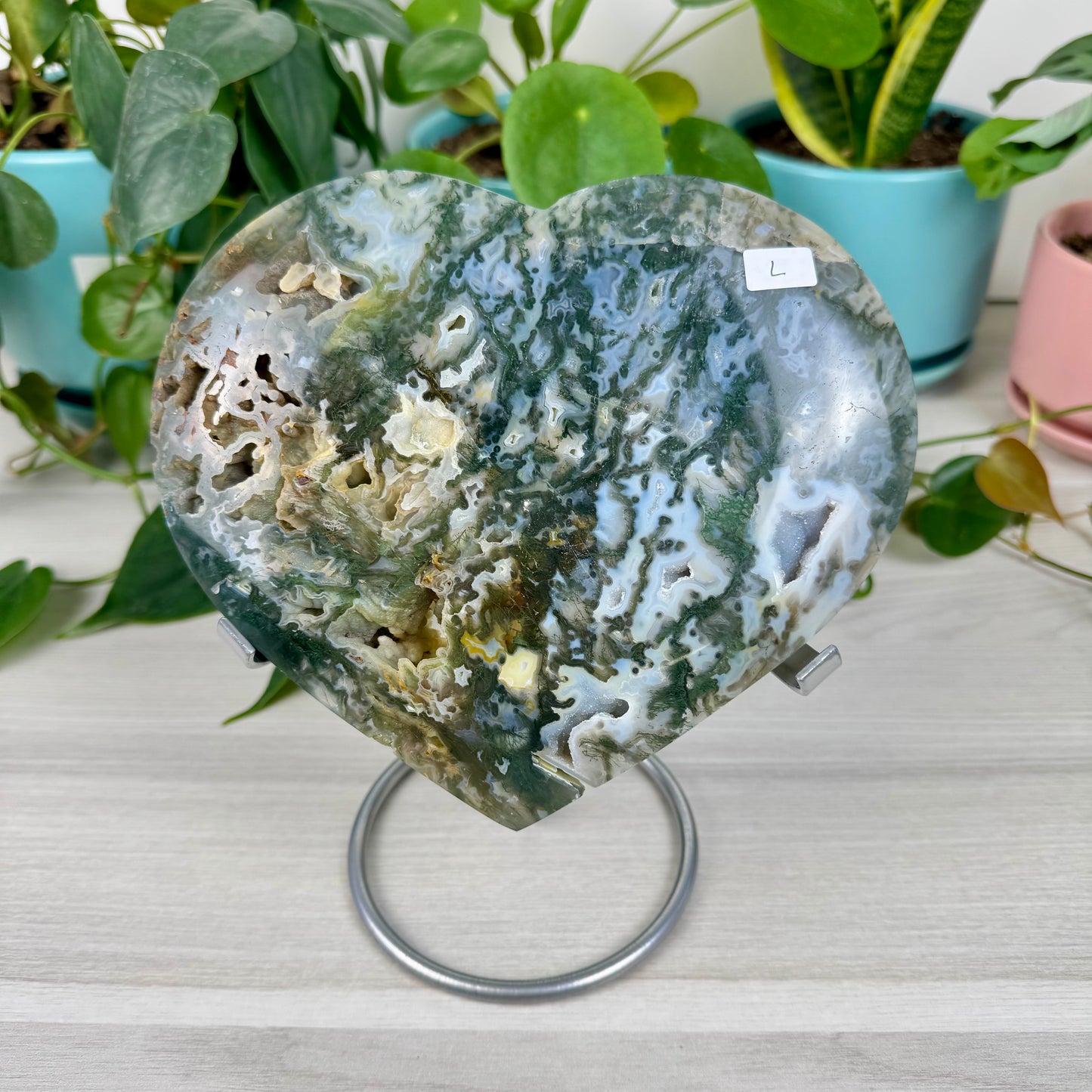 XL Moss Agate Love Heart