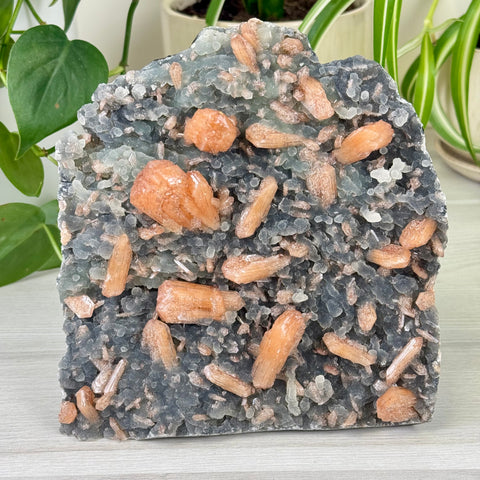 Pumpkin Stilbite On Chalcedony