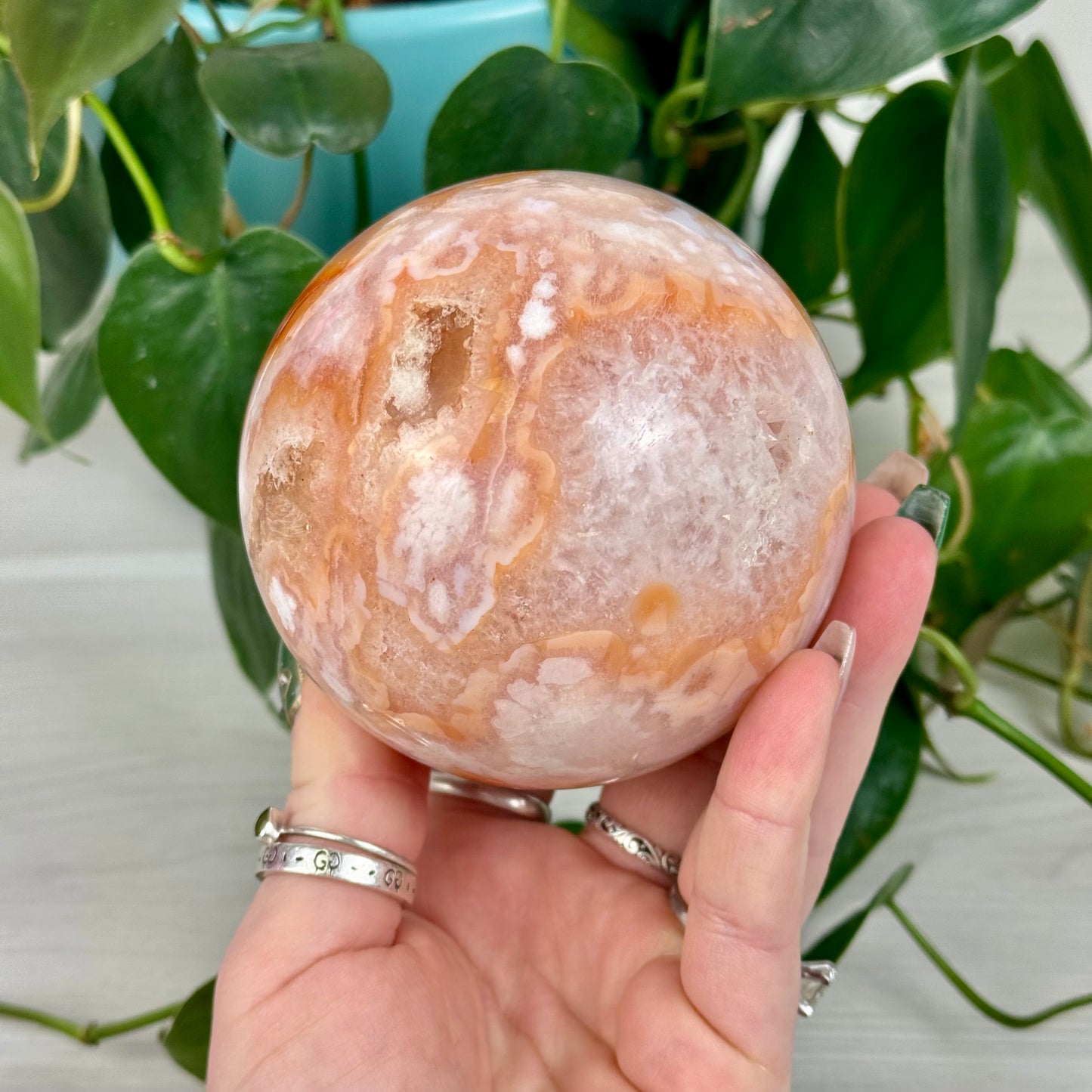 Cherry Blossom Agate Sphere