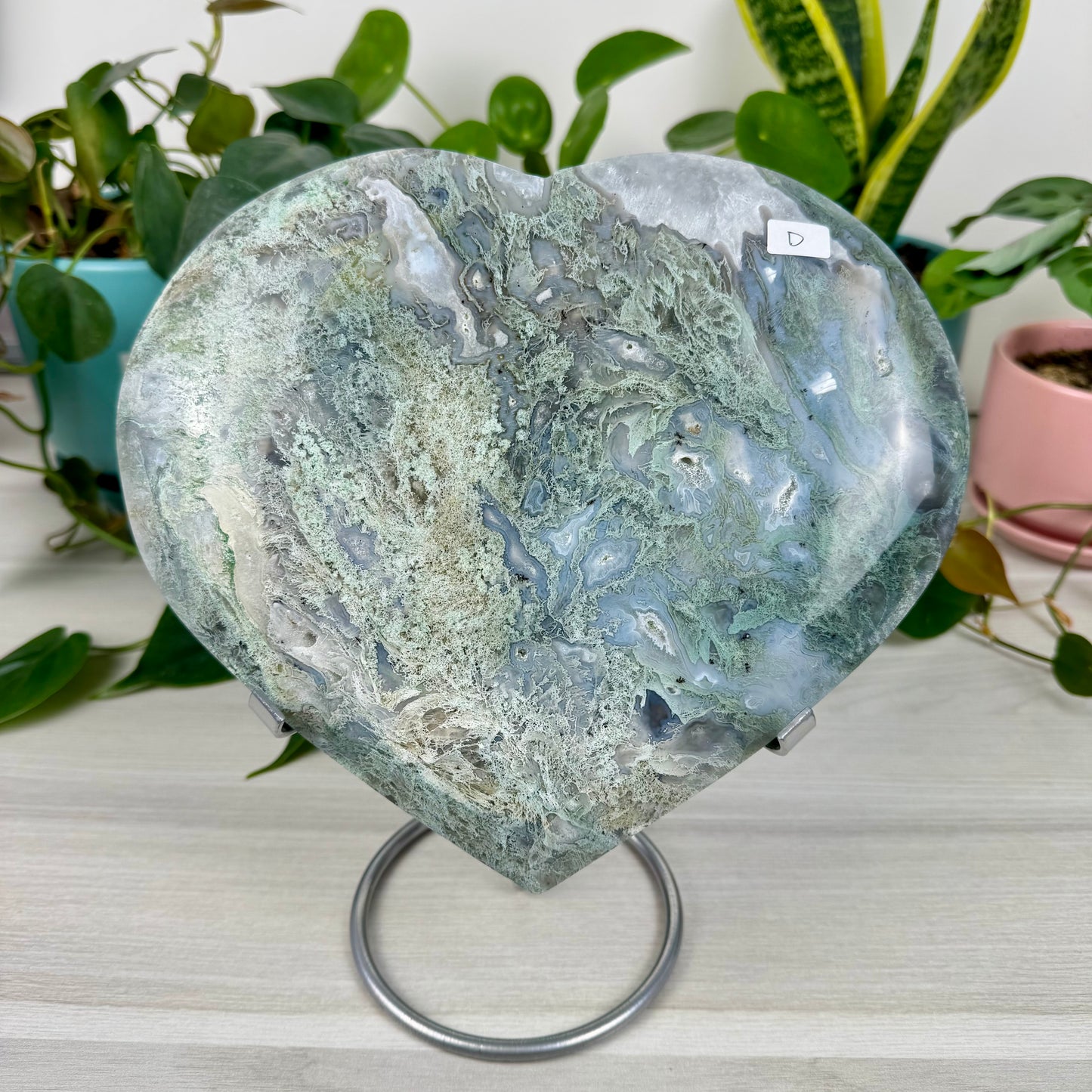 XL Moss Agate Love Heart