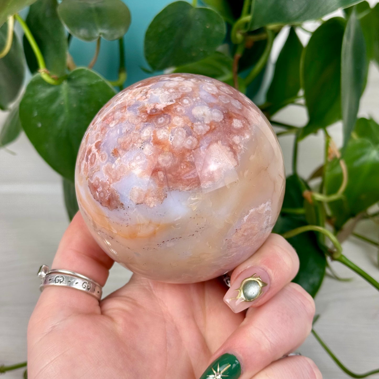 Cherry Blossom Agate Sphere