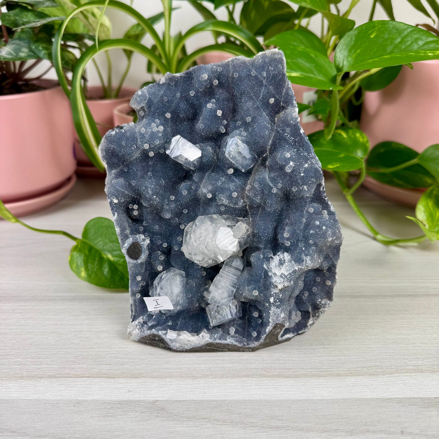 Deep Blue Chalcedony With Apophyllite
