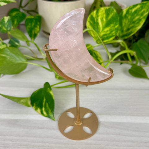 Rose Quartz Moon (W/ Custom Stand)
