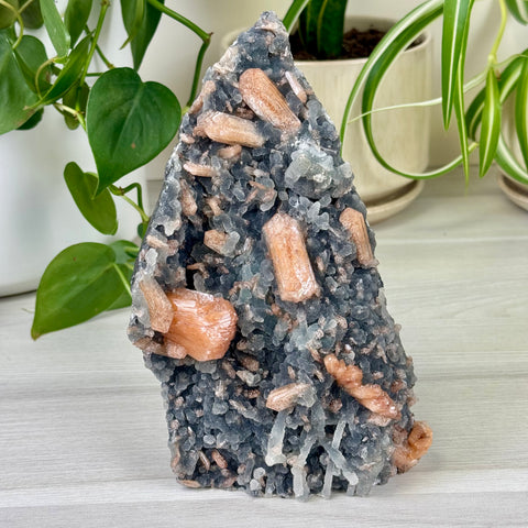 Pumpkin Stilbite On Chalcedony