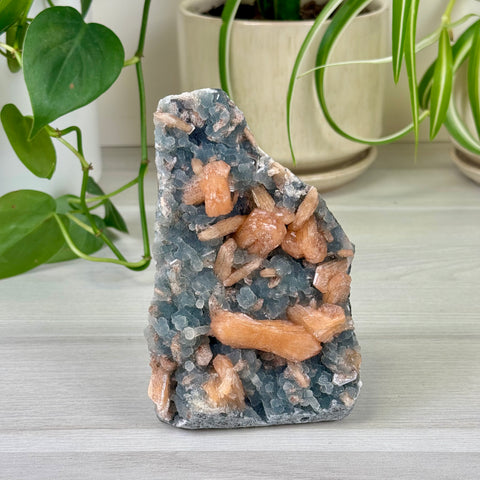 Pumpkin Stilbite On Chalcedony