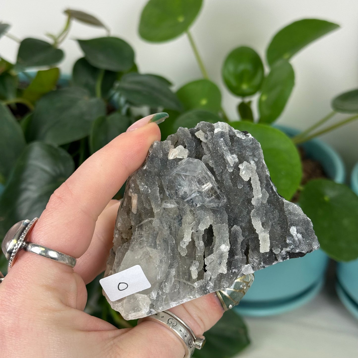 Black Chalcedony with Glossy Apophyllite
