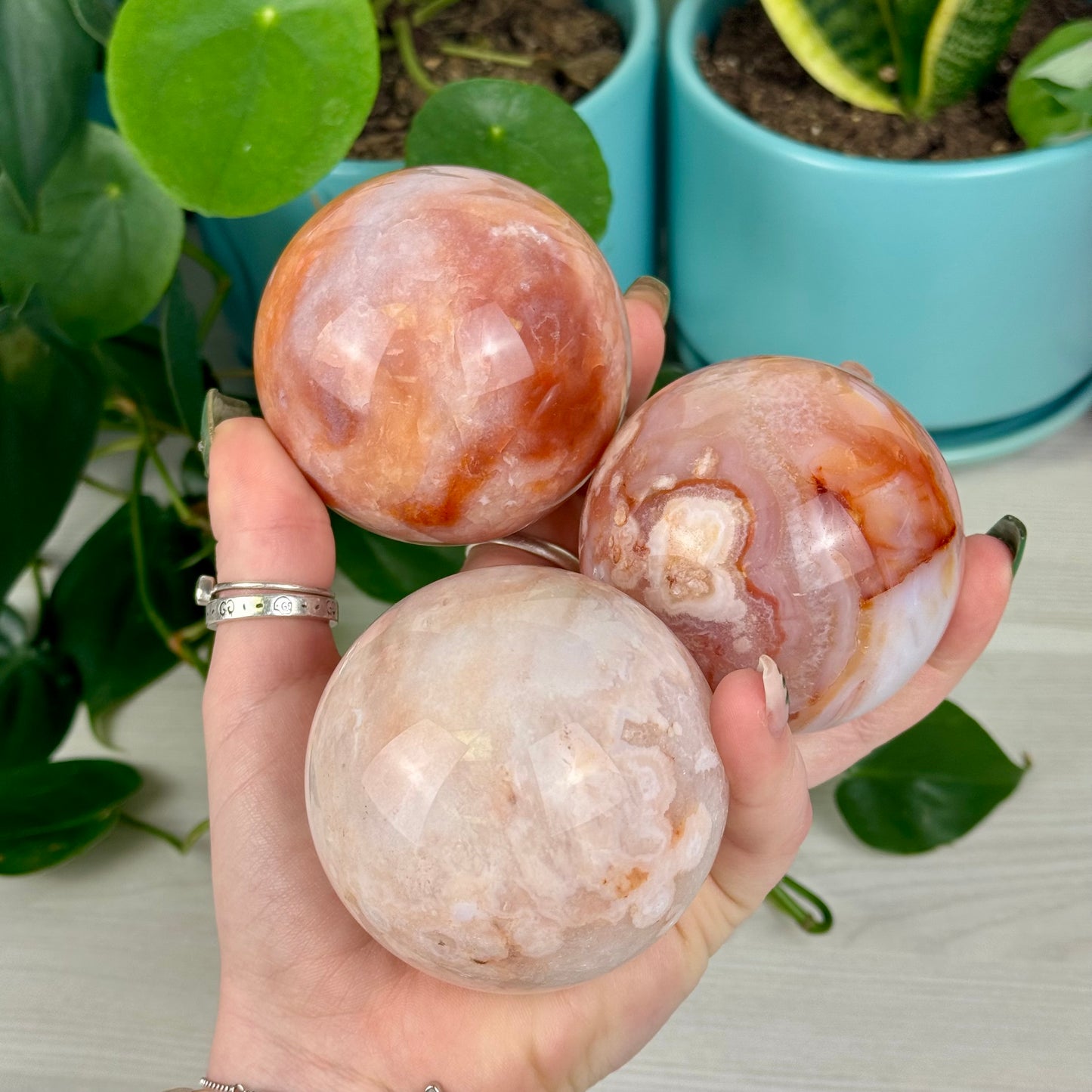 Cherry Blossom Agate Sphere