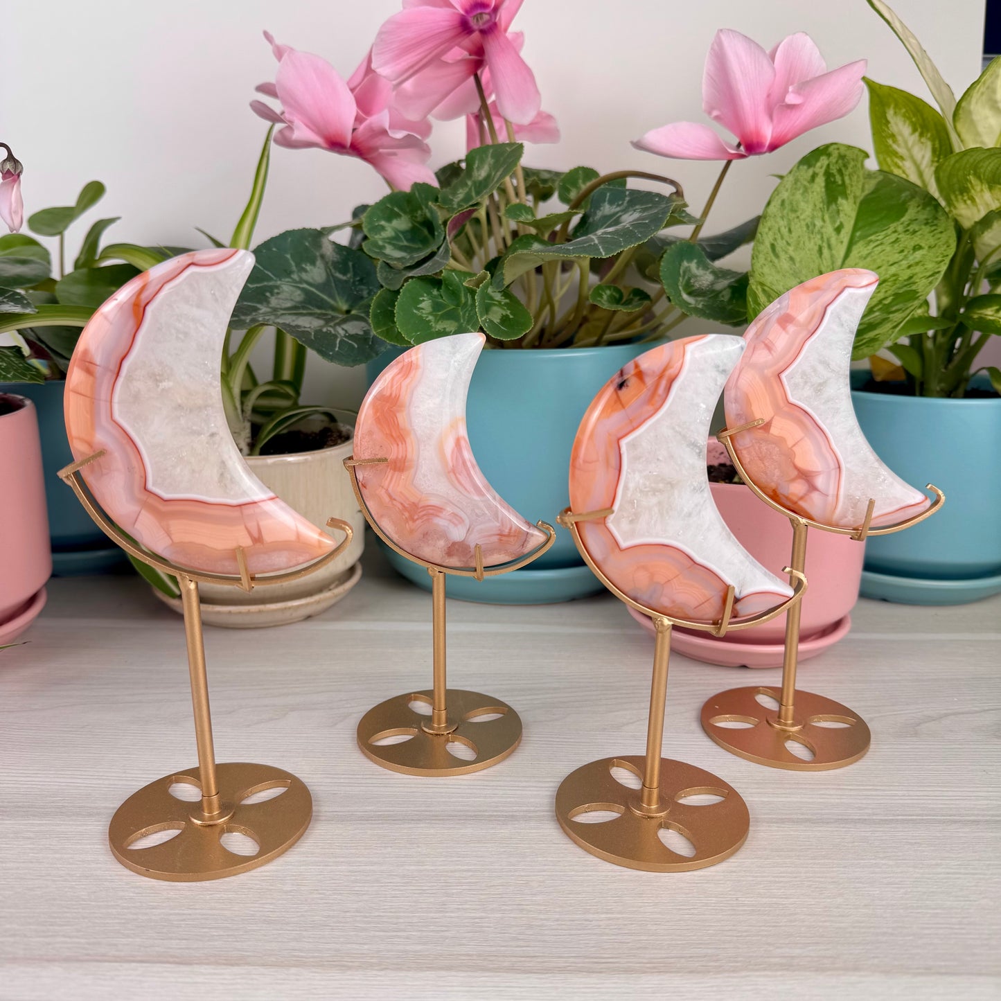 Pink Carnelian Moon (W/ Stand)