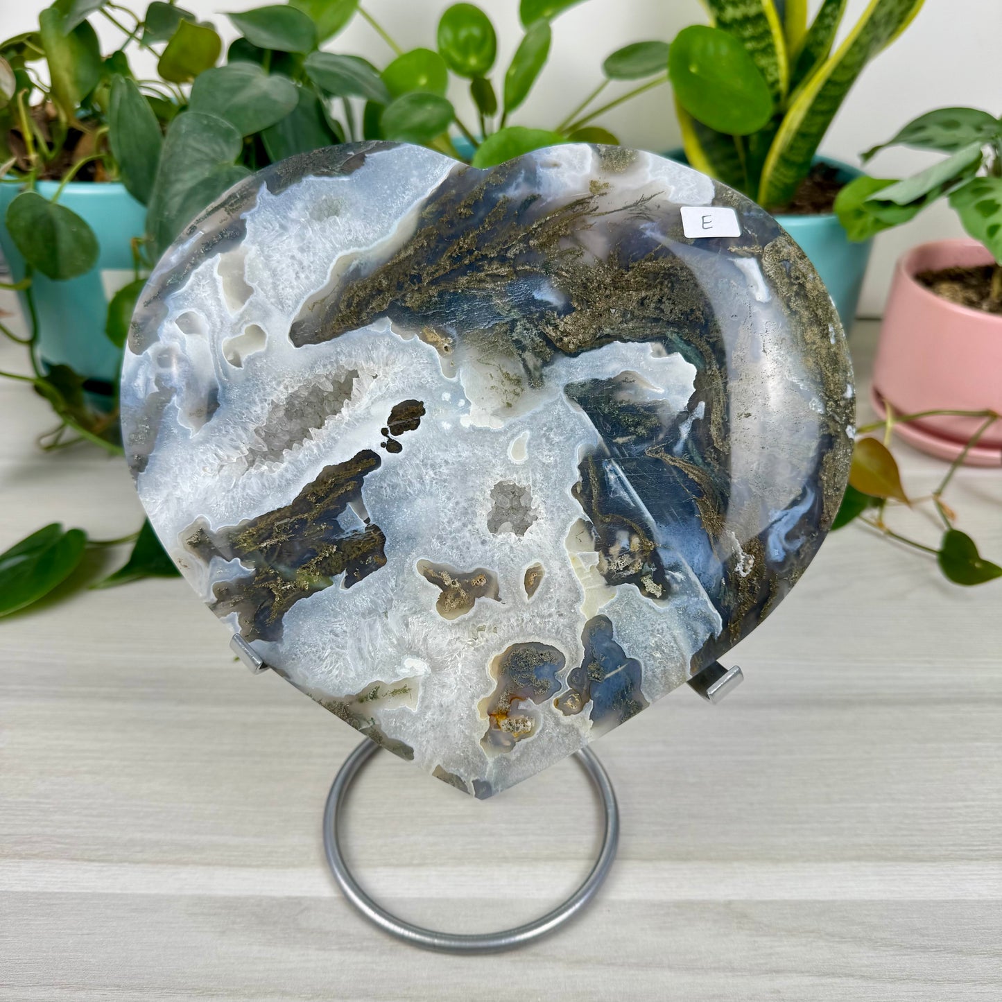 XL Moss Agate Love Heart