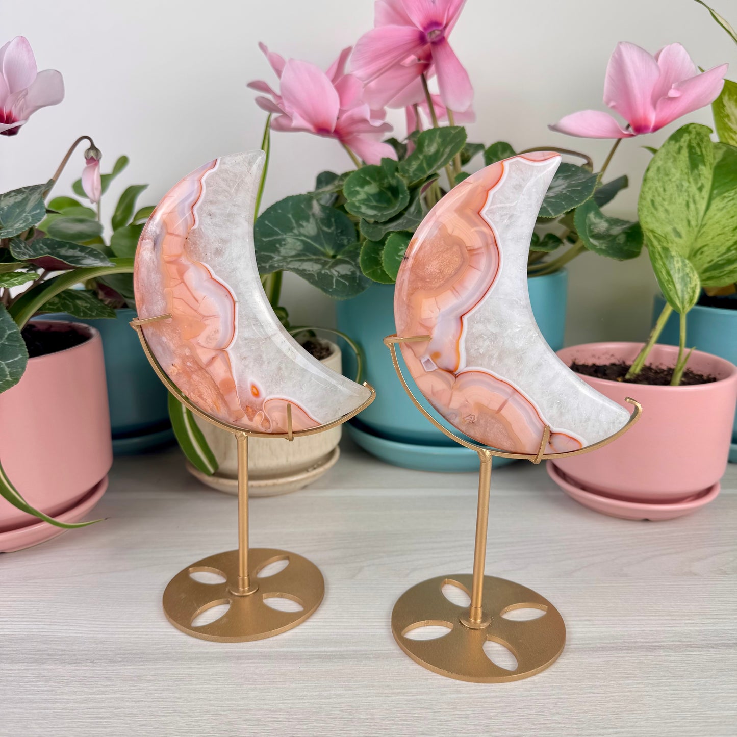 Pink Carnelian Moon (W/ Stand)