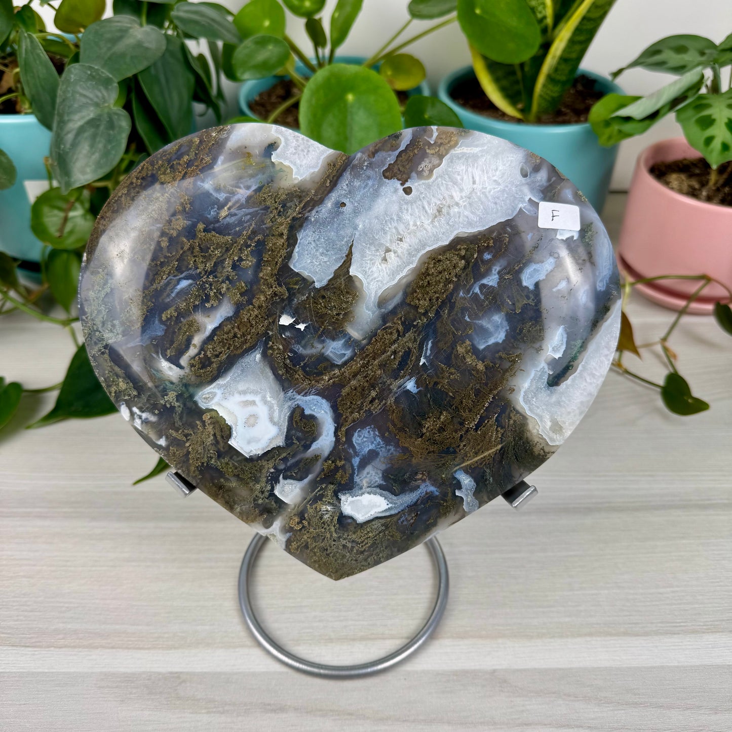 XL Moss Agate Love Heart
