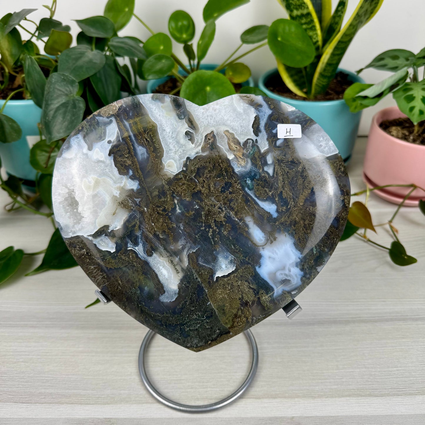 XL Moss Agate Love Heart