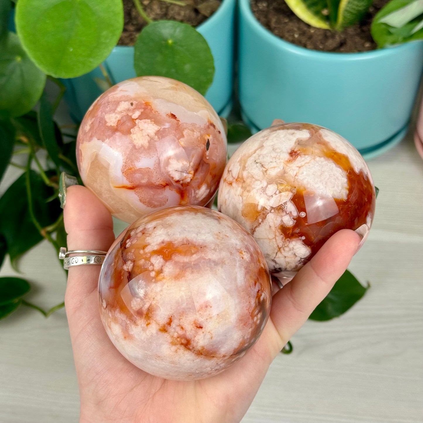 Cherry Blossom Agate Sphere