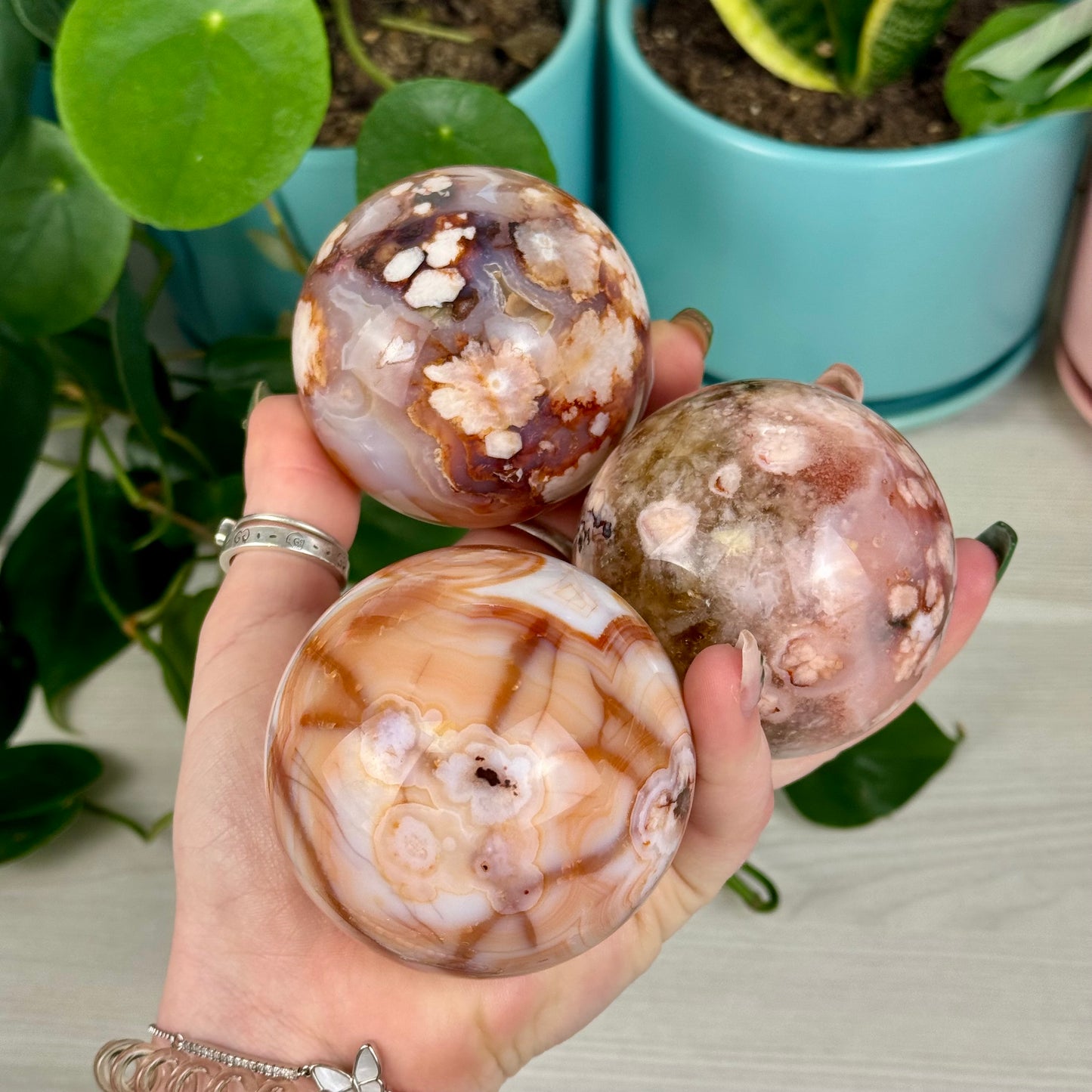 Cherry Blossom Agate Sphere
