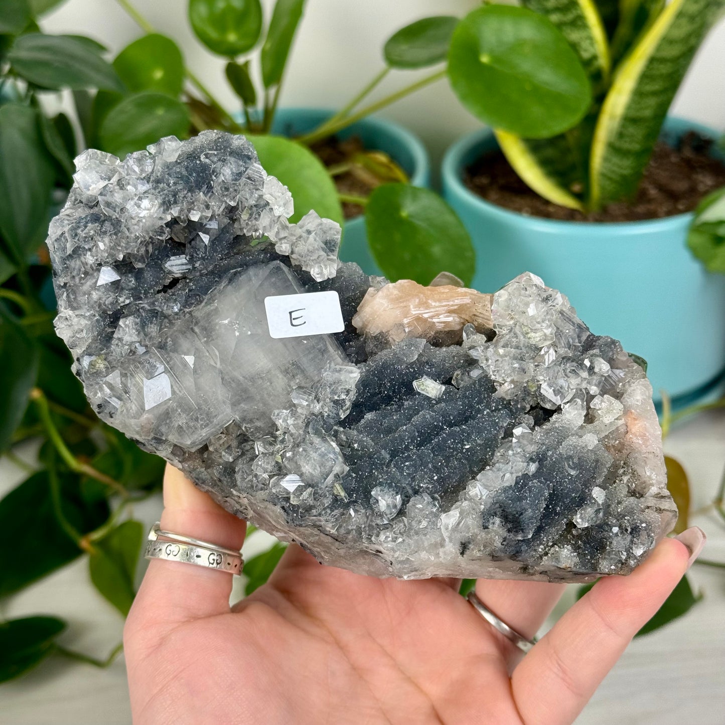 Black Chalcedony with Glossy Apophyllite