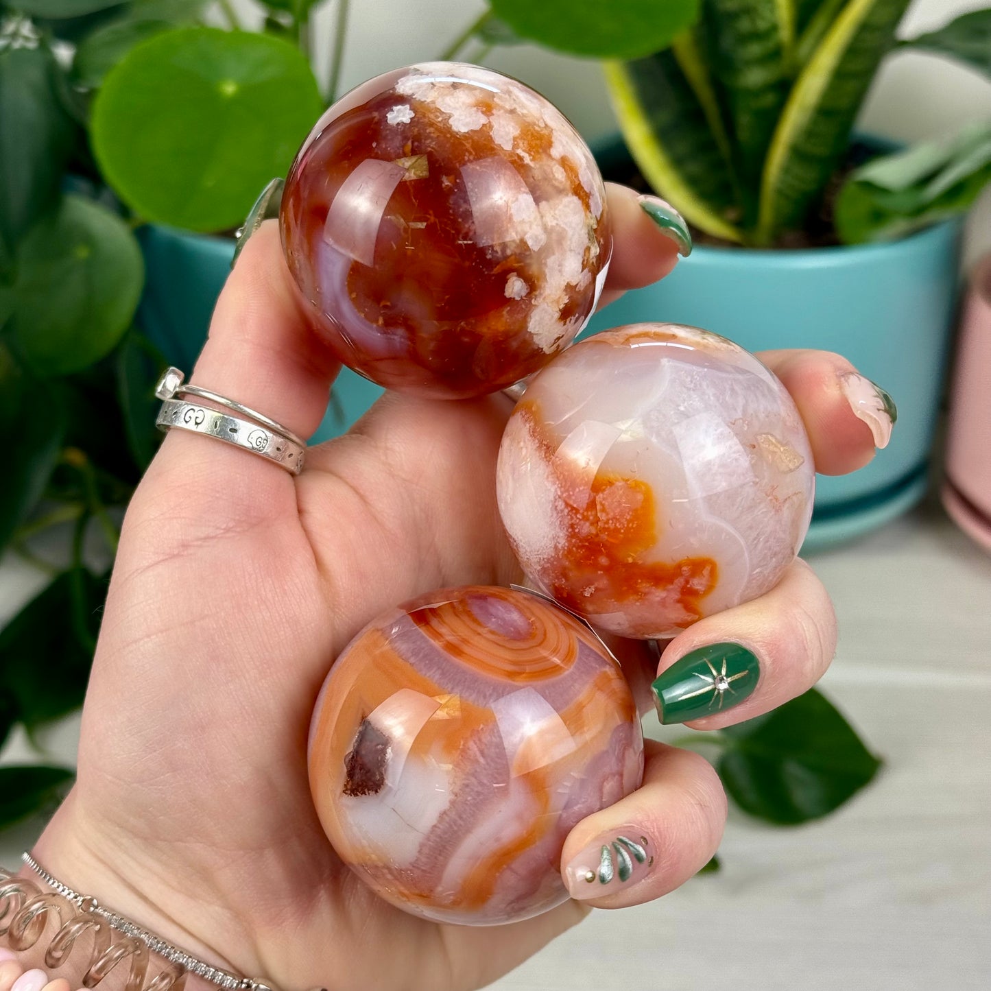 Cherry Blossom Agate Sphere