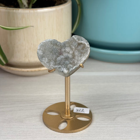 Hand-Carved Uruguayan Rainbow Amethyst Heart (W/ Custom Stand)