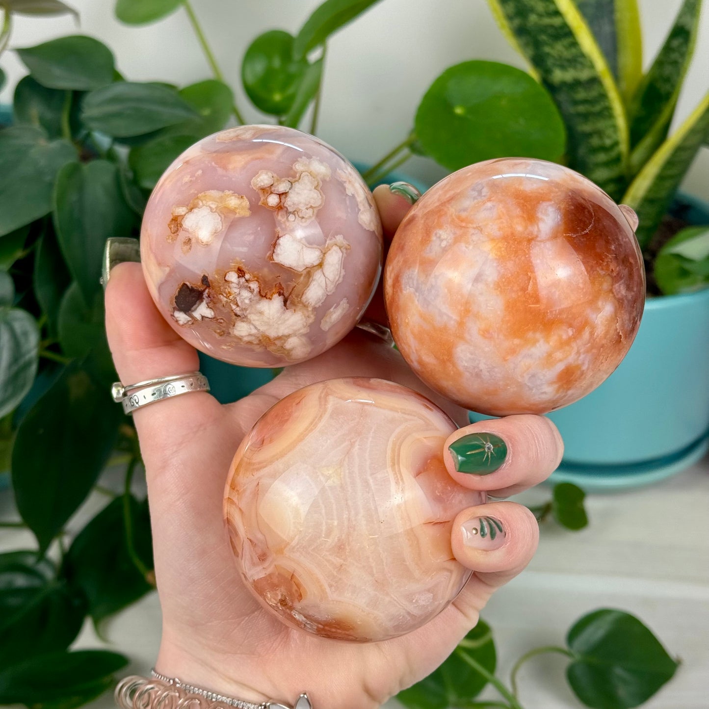 Cherry Blossom Agate Sphere
