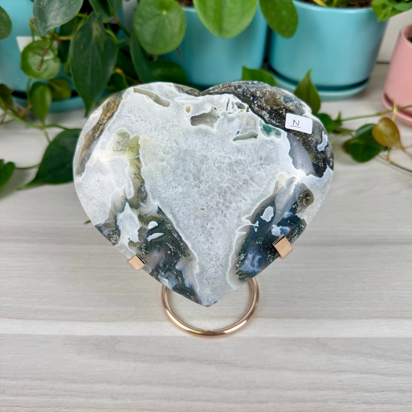 XL Moss Agate Love Heart