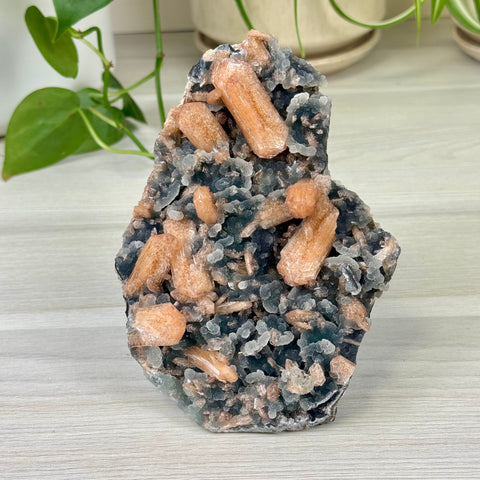Pumpkin Stilbite On Chalcedony