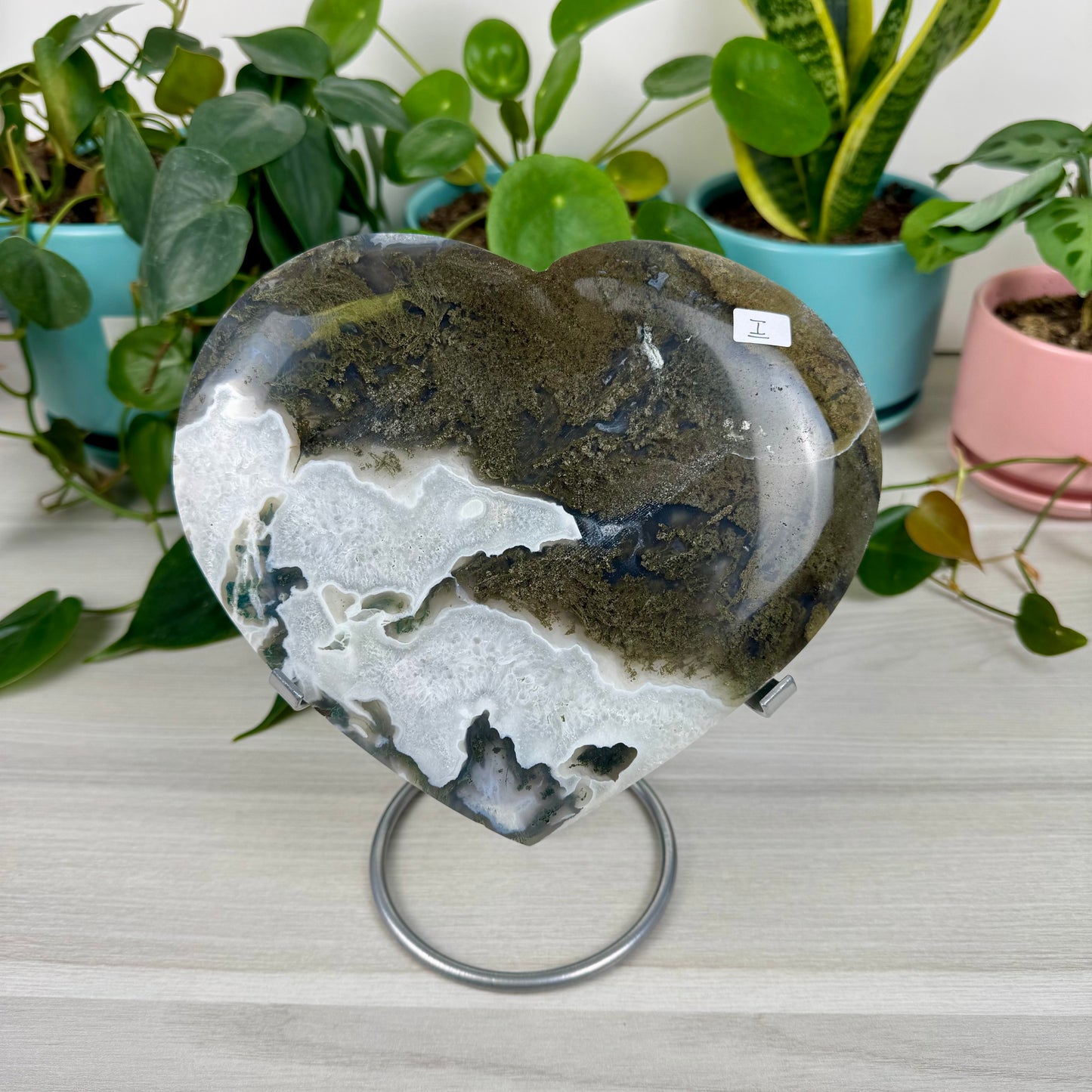 XL Moss Agate Love Heart