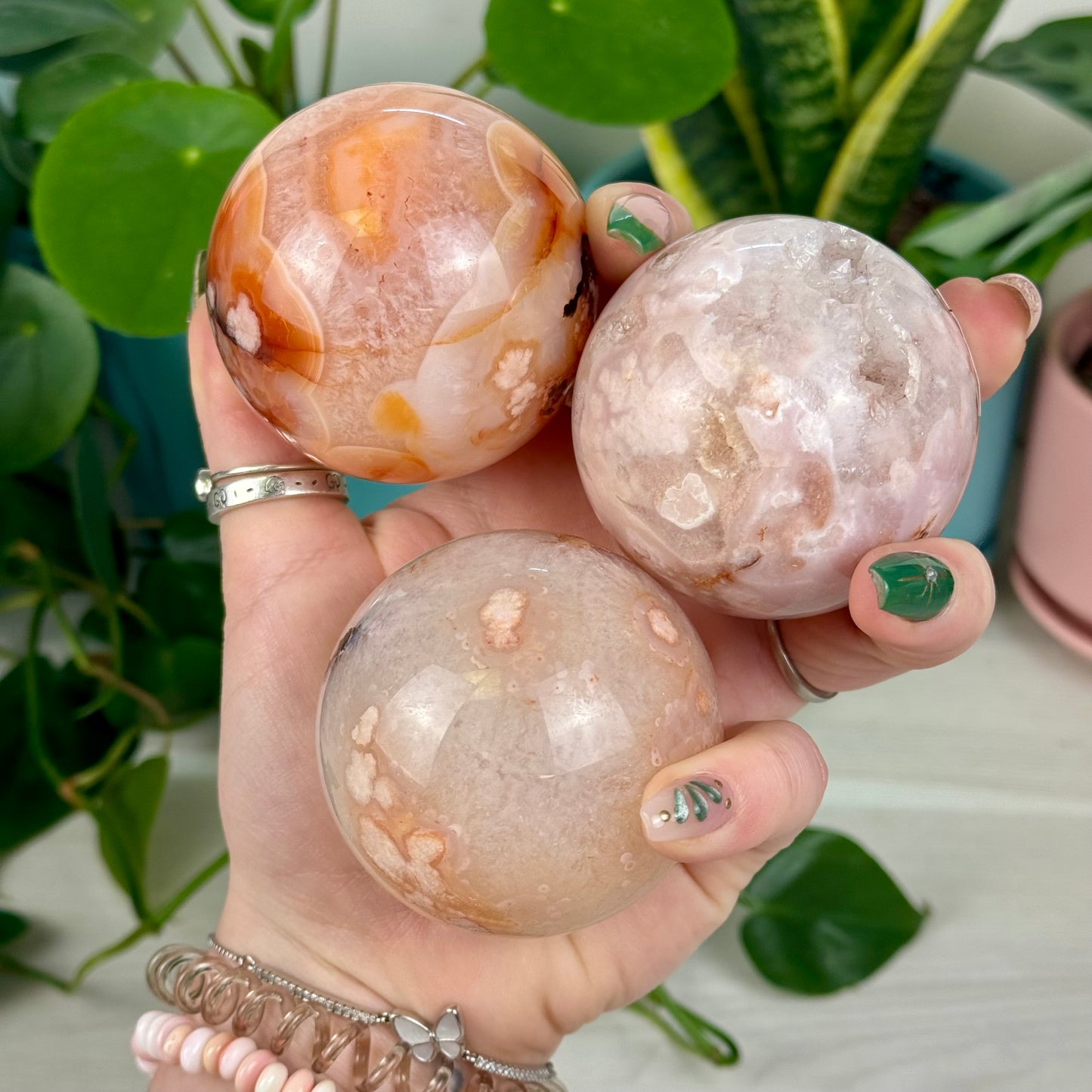 Cherry Blossom Agate Sphere