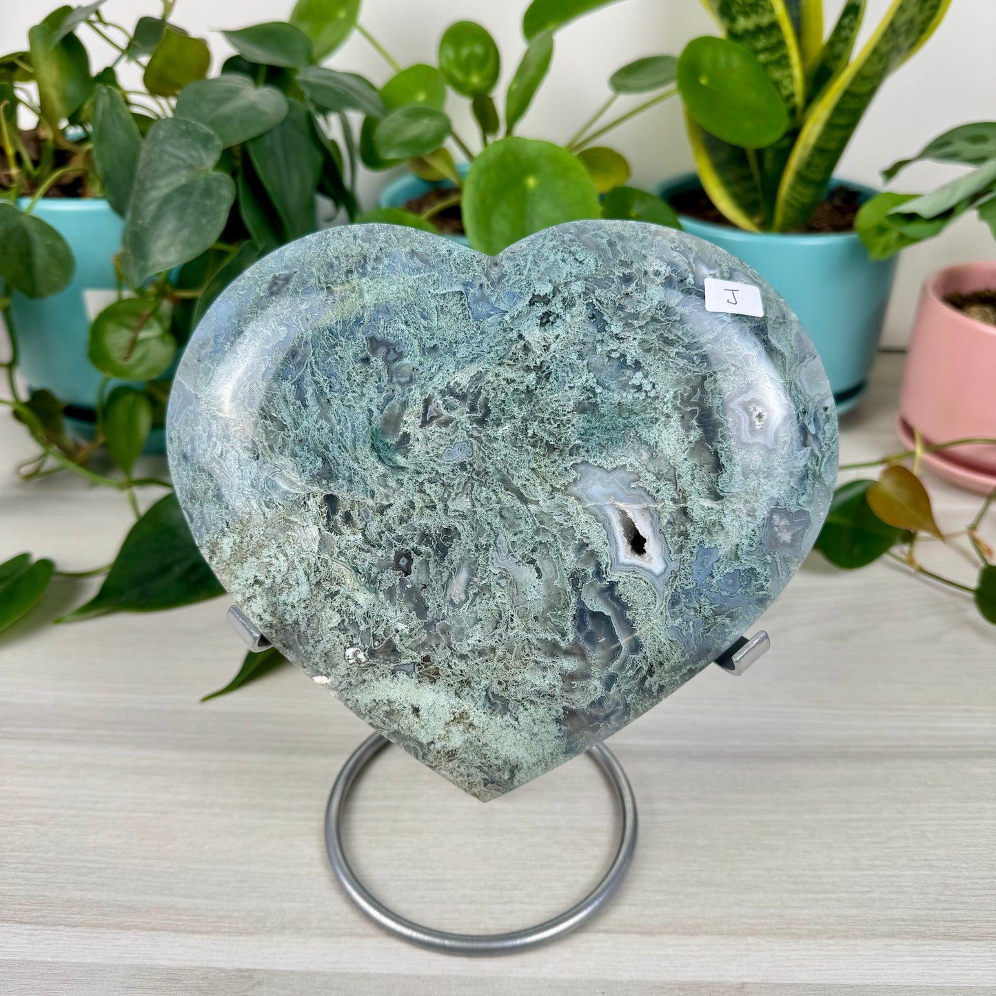 XL Moss Agate Love Heart