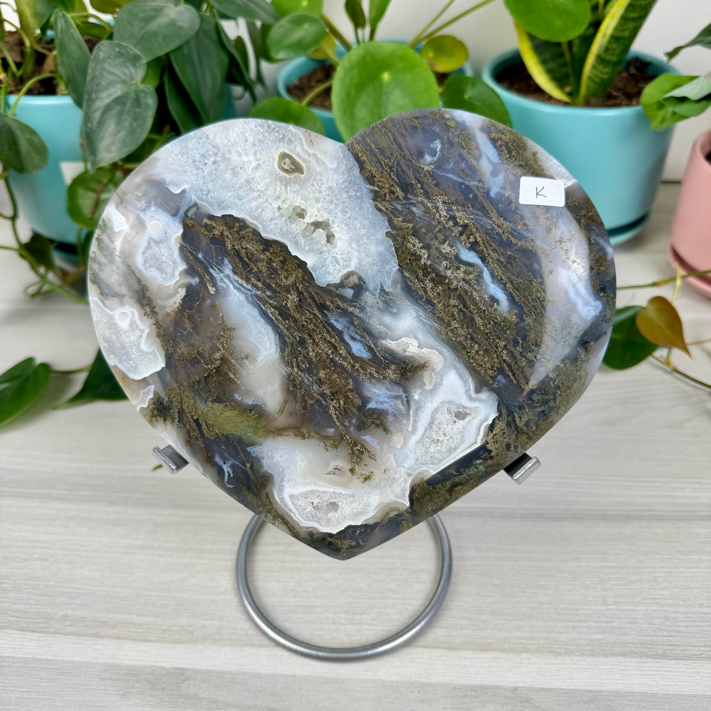 XL Moss Agate Love Heart
