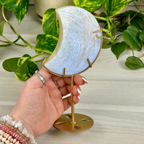 Blue Flash Moonstone Moon (W/ Custom Stand)